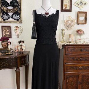 y2k witchy subversive fairy grunge black midi skirt